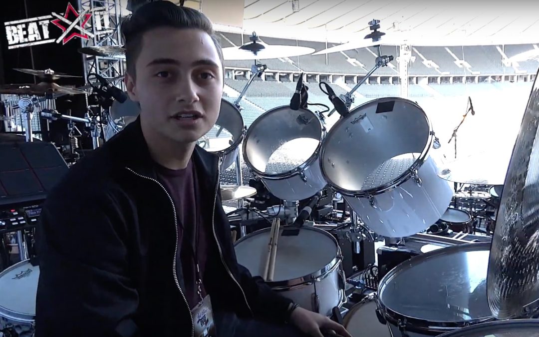 Nic Collins presents his drum kit on Phil Collins’ ‘Still Not Dead Yet Live’ World Tour